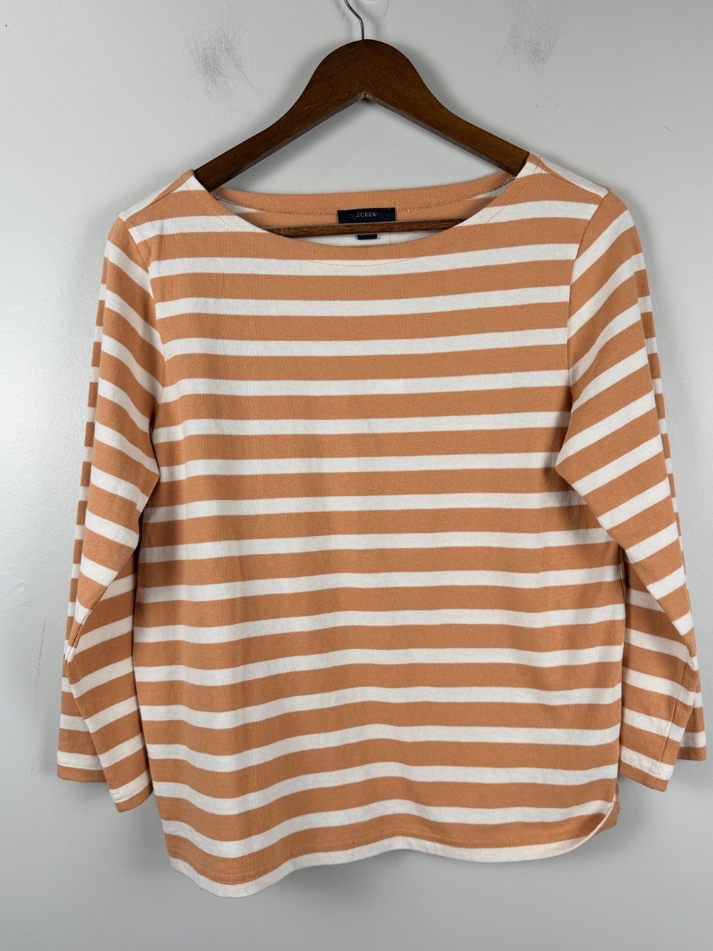 J. Crew Women’s Striped Boatneck Cotton T-Shirt Quarter Sleeve Size S New